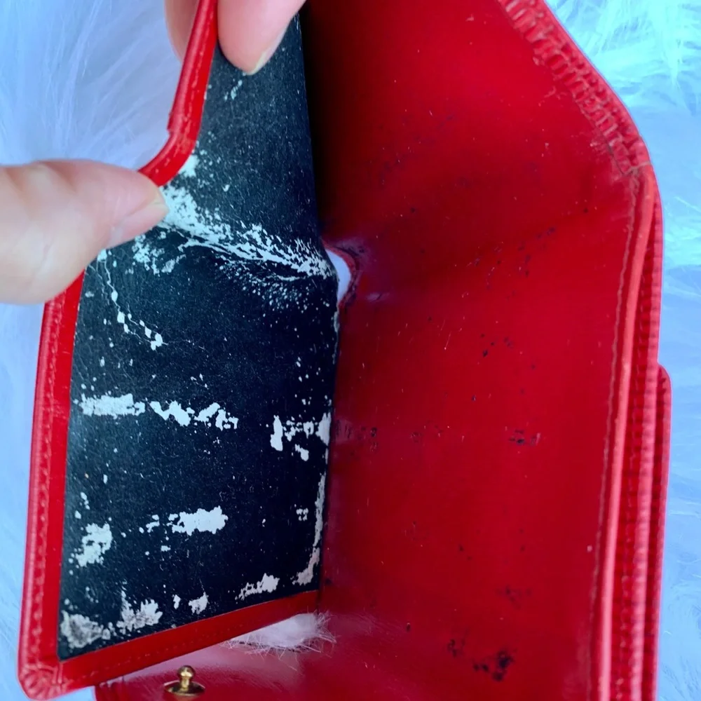 EUC‎ Louis Vuitton Women's Red Epi Leather Elise Trifold Wallet Size Small